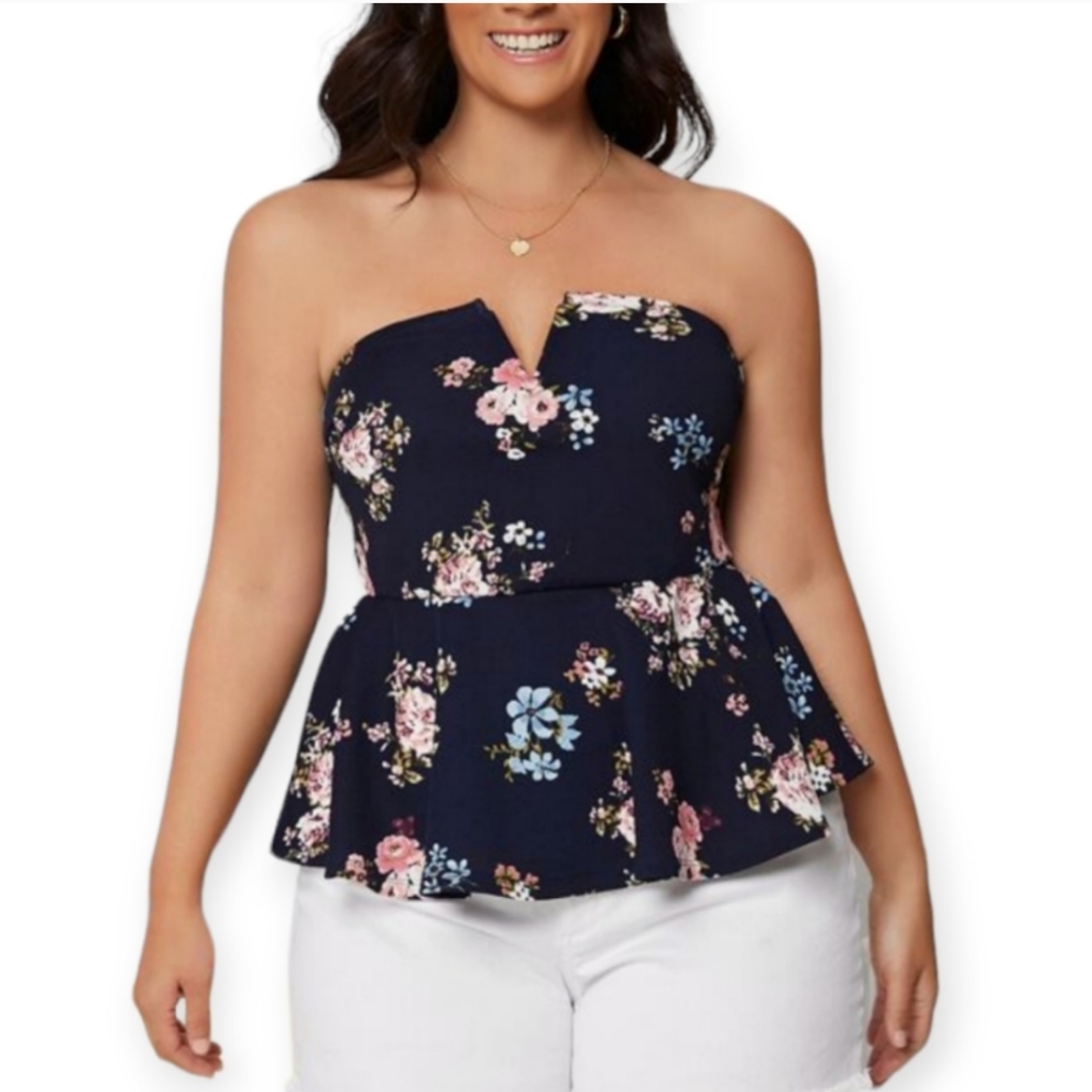 Floral Summer Peplum Top Size 4x